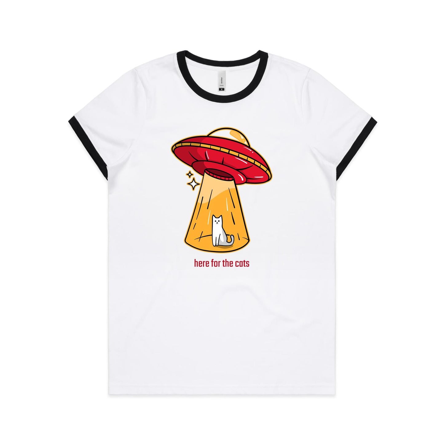 Here For The Cats, UFO - Women's Ringer Tee