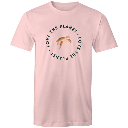 Love The Planet, Turtle - Mens T-Shirt Pink Mens T-shirt animal Environment Printed In Australia