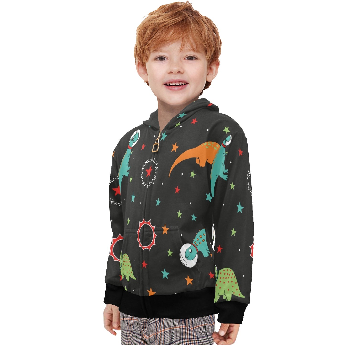 Astronaut Dinosaurs - Junior Boys Zip Up Hoodie