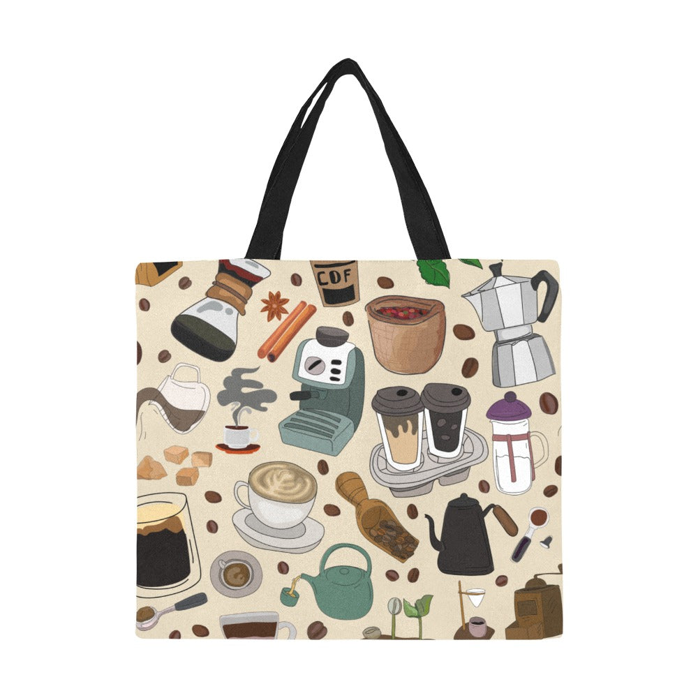 All The Coffee - Full Print Canvas Tote Bag Full Print Canvas Tote Bag Printed Offshore