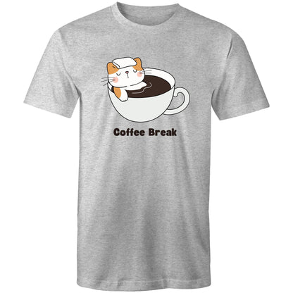 Cat Coffee Break - Mens T-Shirt Grey Marle Mens T-shirt animal Coffee