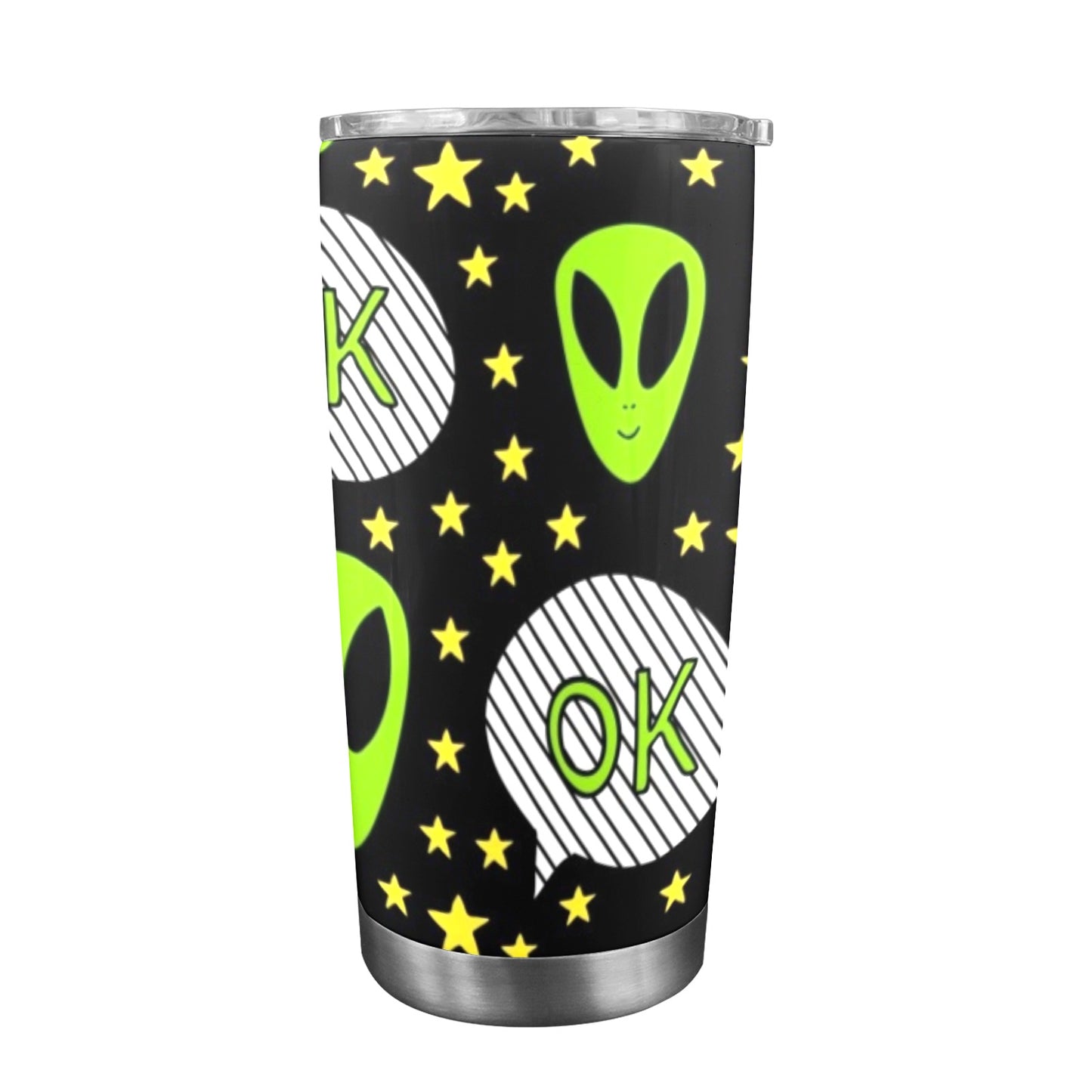 Alien OK - 20oz Travel Mug with Clear Lid Clear Lid Travel Mug Sci Fi