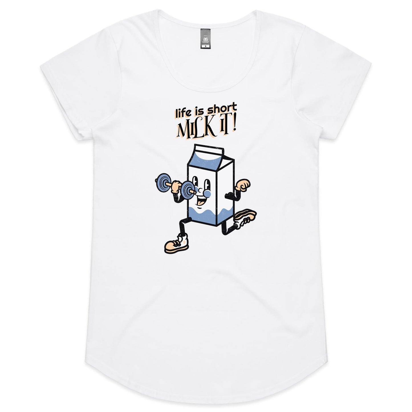 Life Is Short, Milk It - Womens Scoop Neck T-Shirt