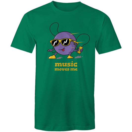 Music Moves Me, Earbuds - Mens T-Shirt Kelly Green Mens T-shirt Music