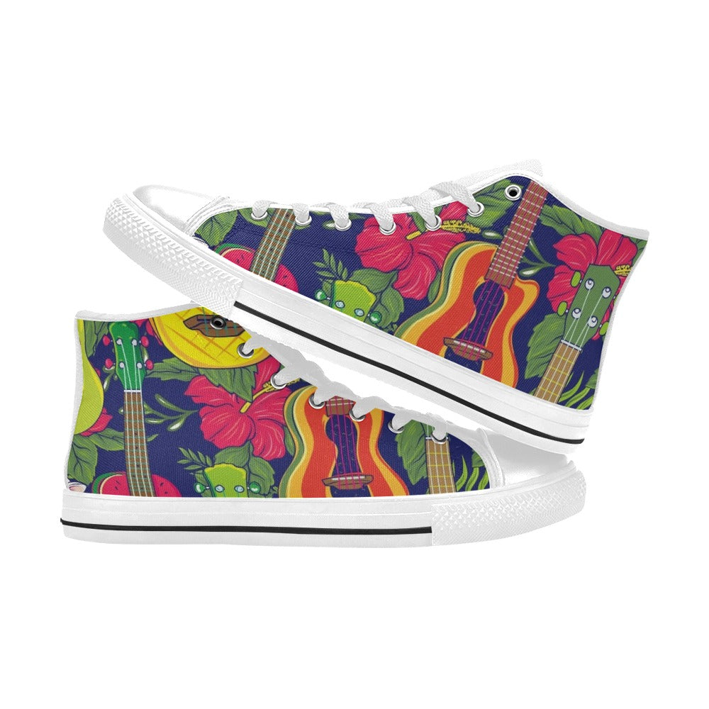 Ukulele - Men's High Top Canvas Shoes