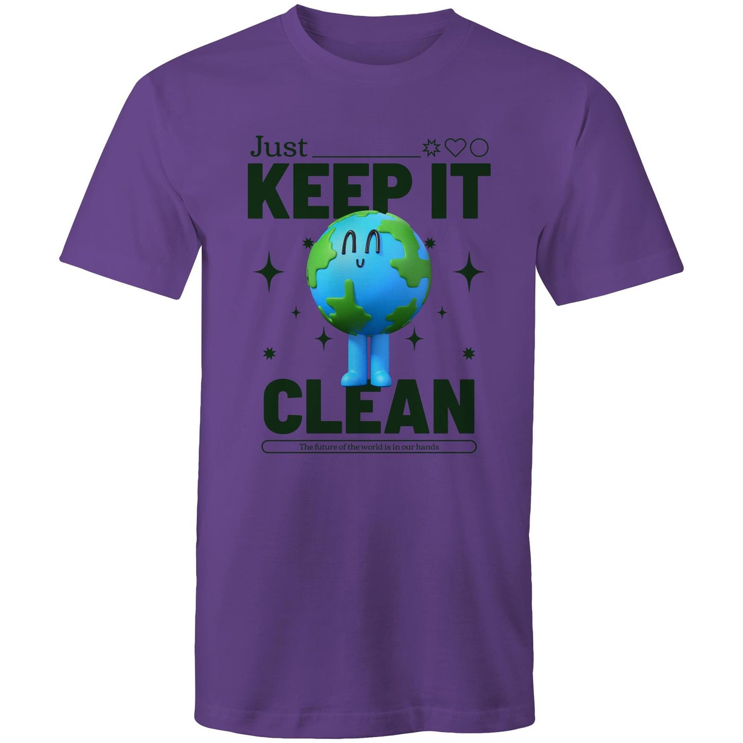 Earth, Just Keep It Clean - Mens T-Shirt Purple Mens T-shirt Environment Printed In Australia