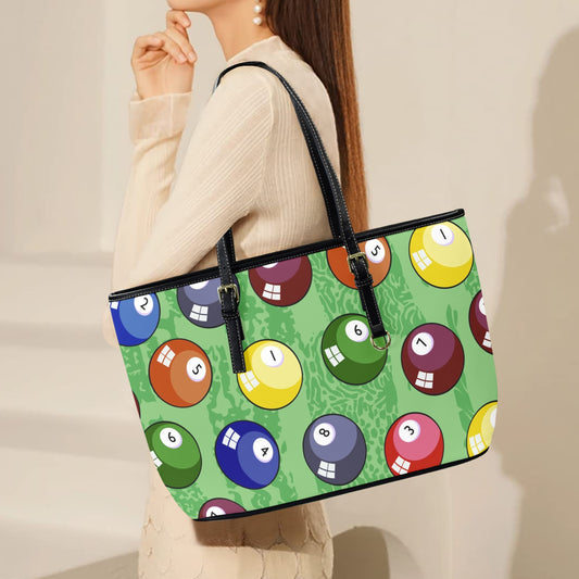 Pool Balls - Leather Tote Bag-Large