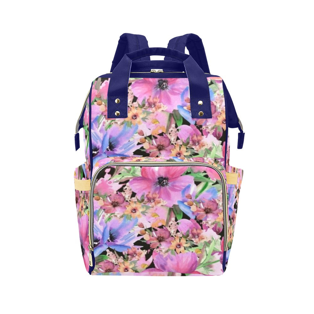 Bright Pink Floral - Multifunction Backpack Multifunction Backpack Plants Printed Offshore