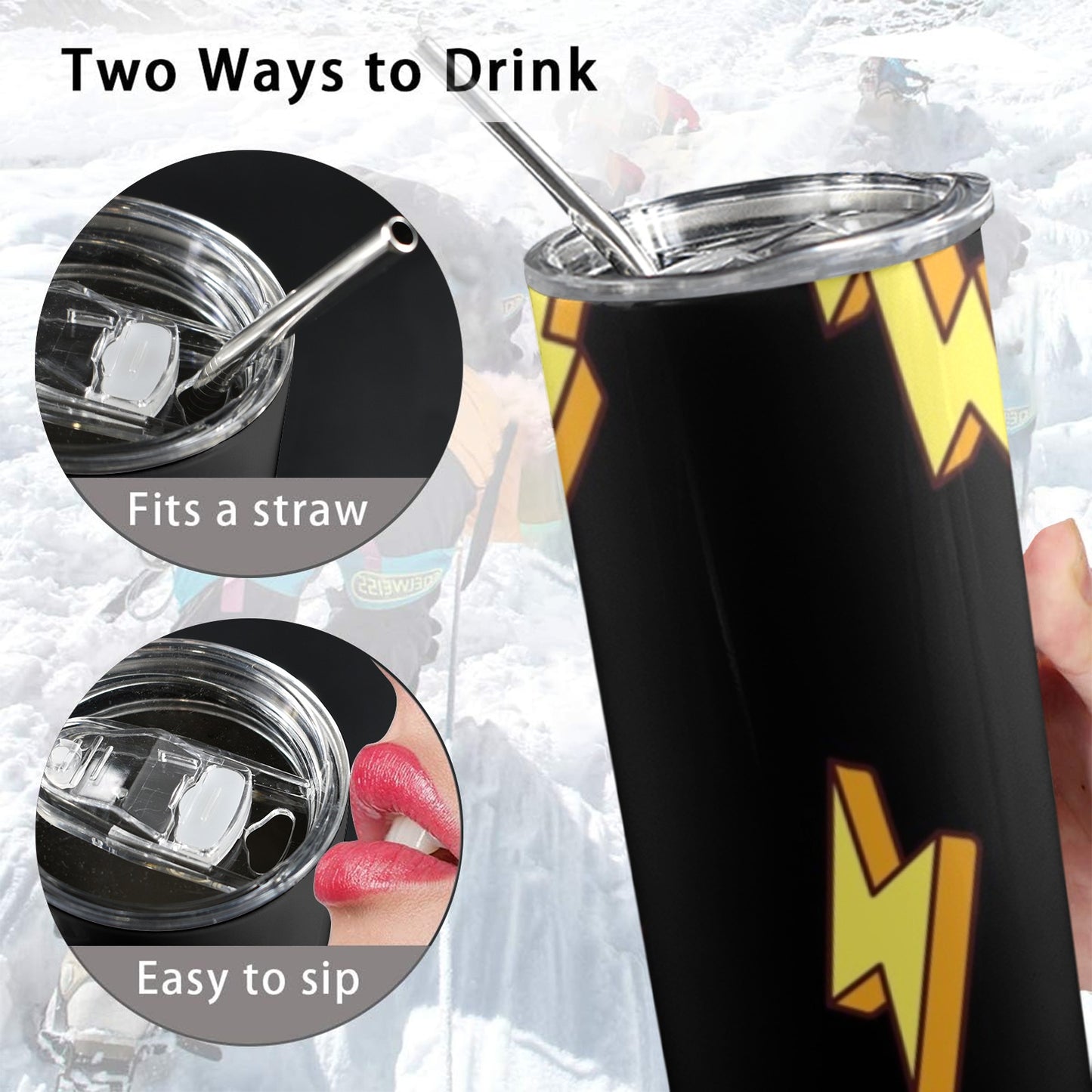 Lightning Bolts - 20oz Tall Skinny Tumbler with Lid and Straw