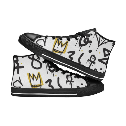 Graffiti Crown - Women's High Top Canvas Shoes