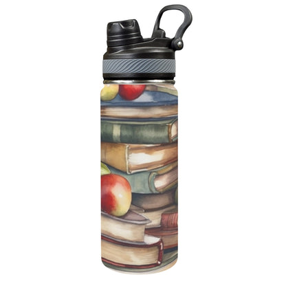 Watercolour Books - Insulated Water Bottle with Dual-Use Lid (18oz)