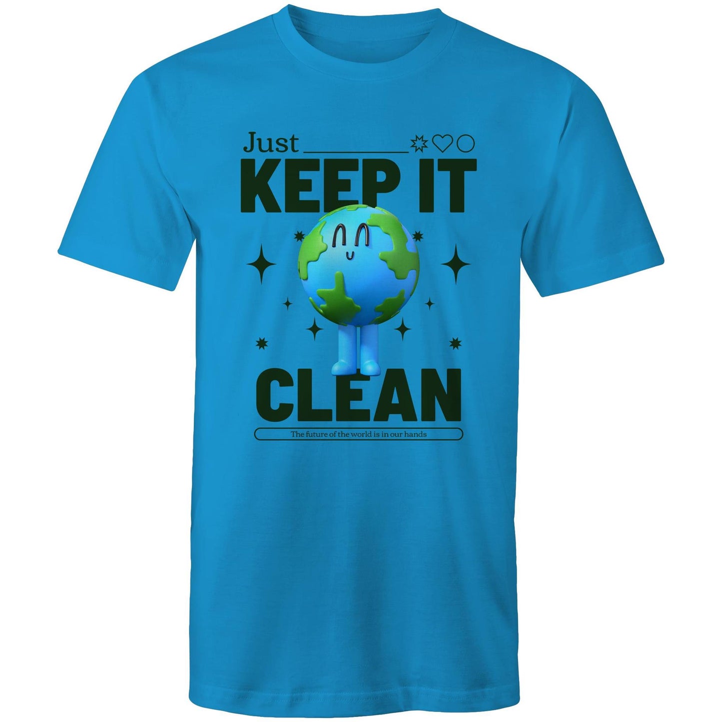 Earth, Just Keep It Clean - Mens T-Shirt Arctic Blue Mens T-shirt Environment Printed In Australia