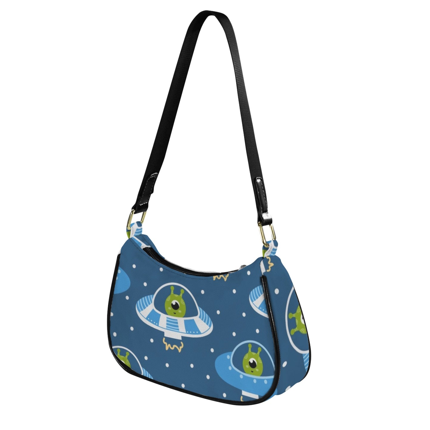 Cute Aliens in UFOs - Small Shoulder Bag Small Shoulder Bag Printed Offshore Sci Fi