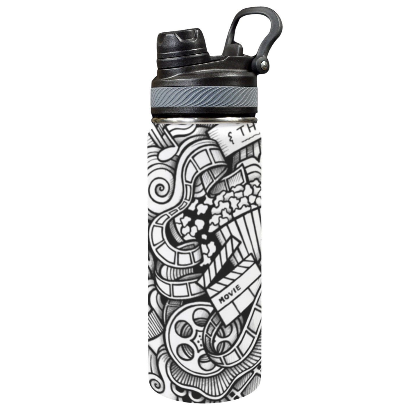 Entertainment - Insulated Water Bottle with Dual-Use Lid (18oz)