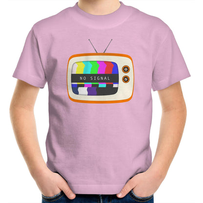Retro Television, No Signal - Kids Youth T-Shirt Pink Kids Youth T-shirt Retro