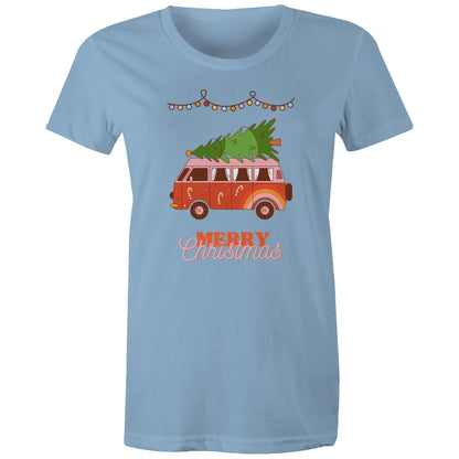 Merry Christmas, Hippy Van - Womens T-shirt