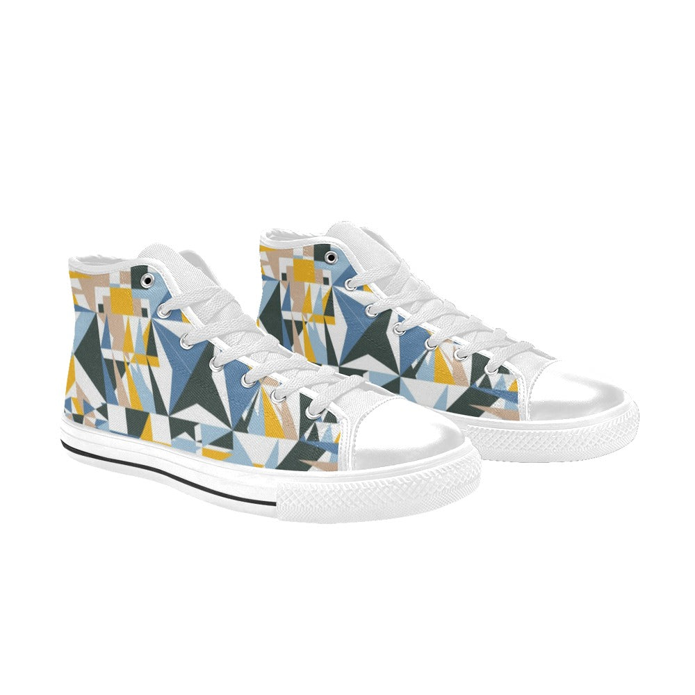 Mosaic - Women's High Top Canvas Shoes