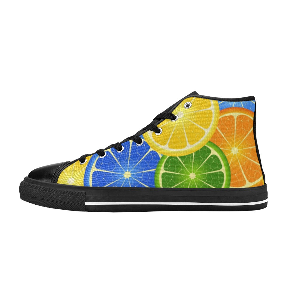 Citrus - Men's High Top Canvas Shoes