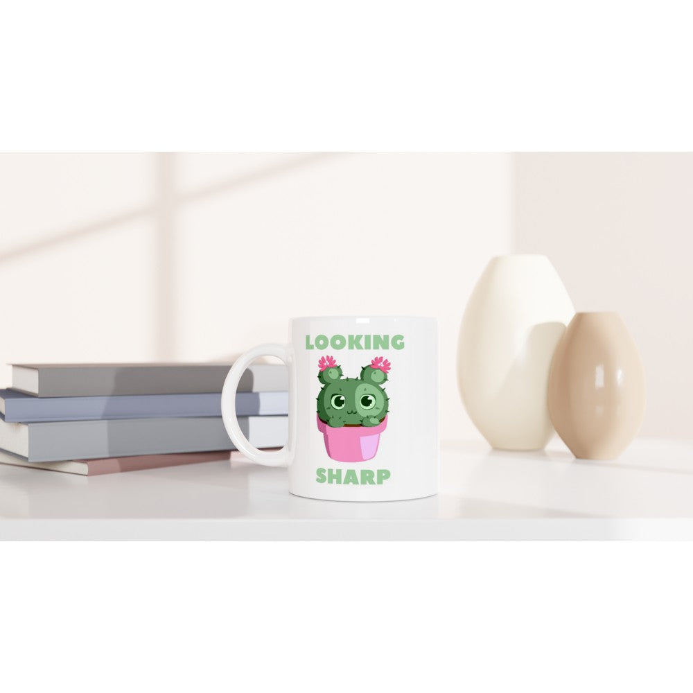 Cactus, Looking Sharp - White 11oz Ceramic Mug White 11oz Mug Globally Fulfilled Plants