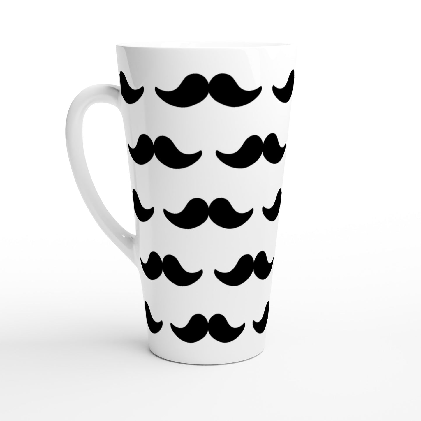 Moustache - White Latte 17oz Ceramic Mug Default Title Latte Mug Funny Globally Fulfilled