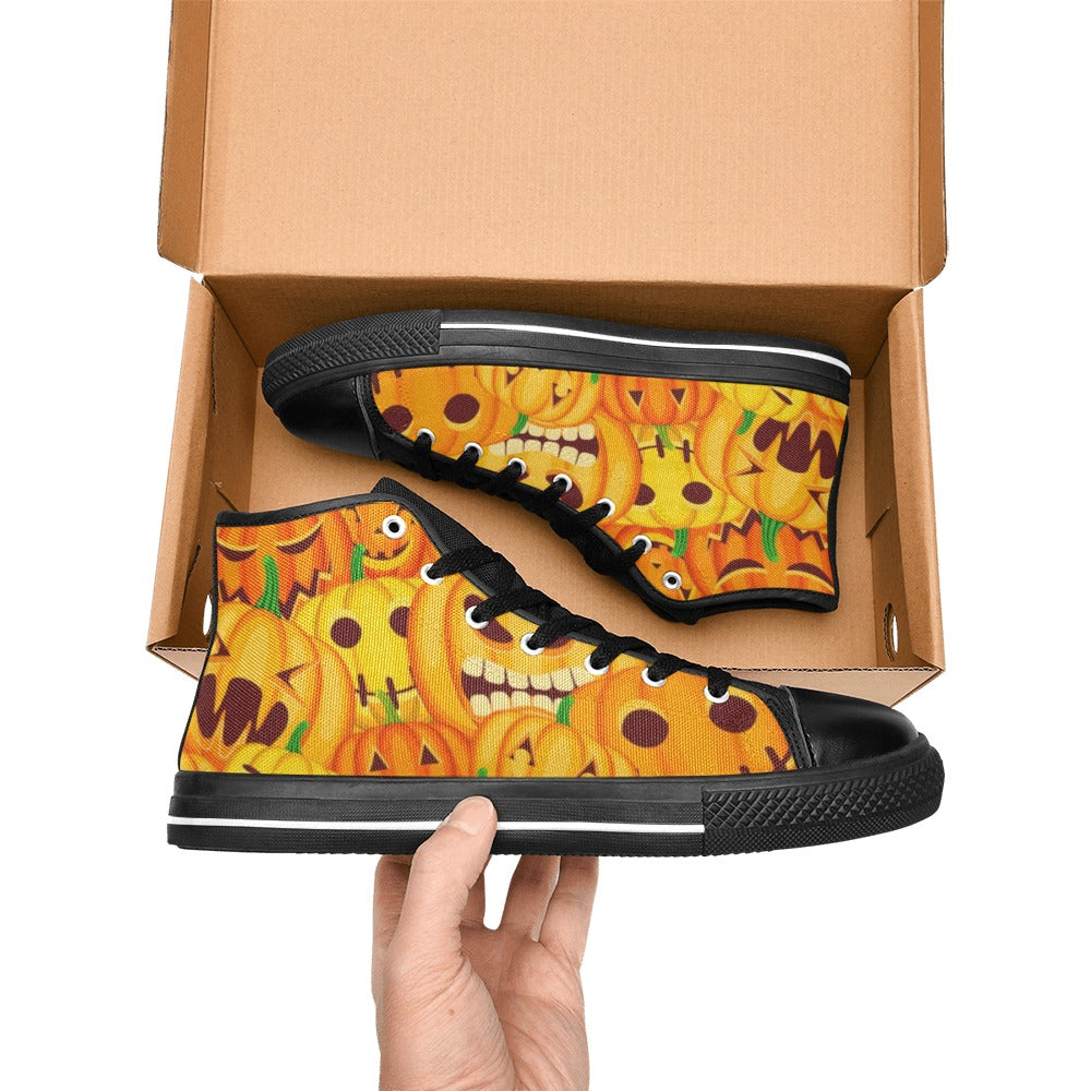 Halloween Pumpkins - Women's High Top Canvas Shoes