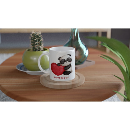 Panda Love Mode - White 11oz Ceramic Mug White 11oz Mug animal Globally Fulfilled love