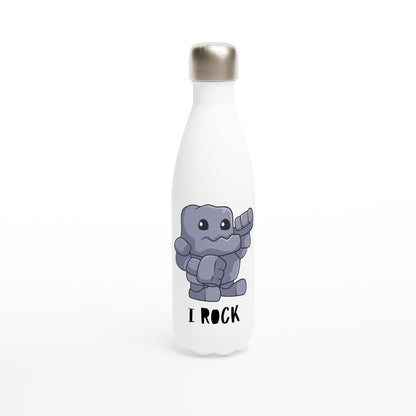 I Rock - White 17oz Stainless Steel Water Bottle Default Title White Water Bottle Globally Fulfilled Music