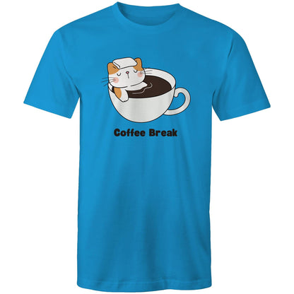Cat Coffee Break - Mens T-Shirt Arctic Blue Mens T-shirt animal Coffee
