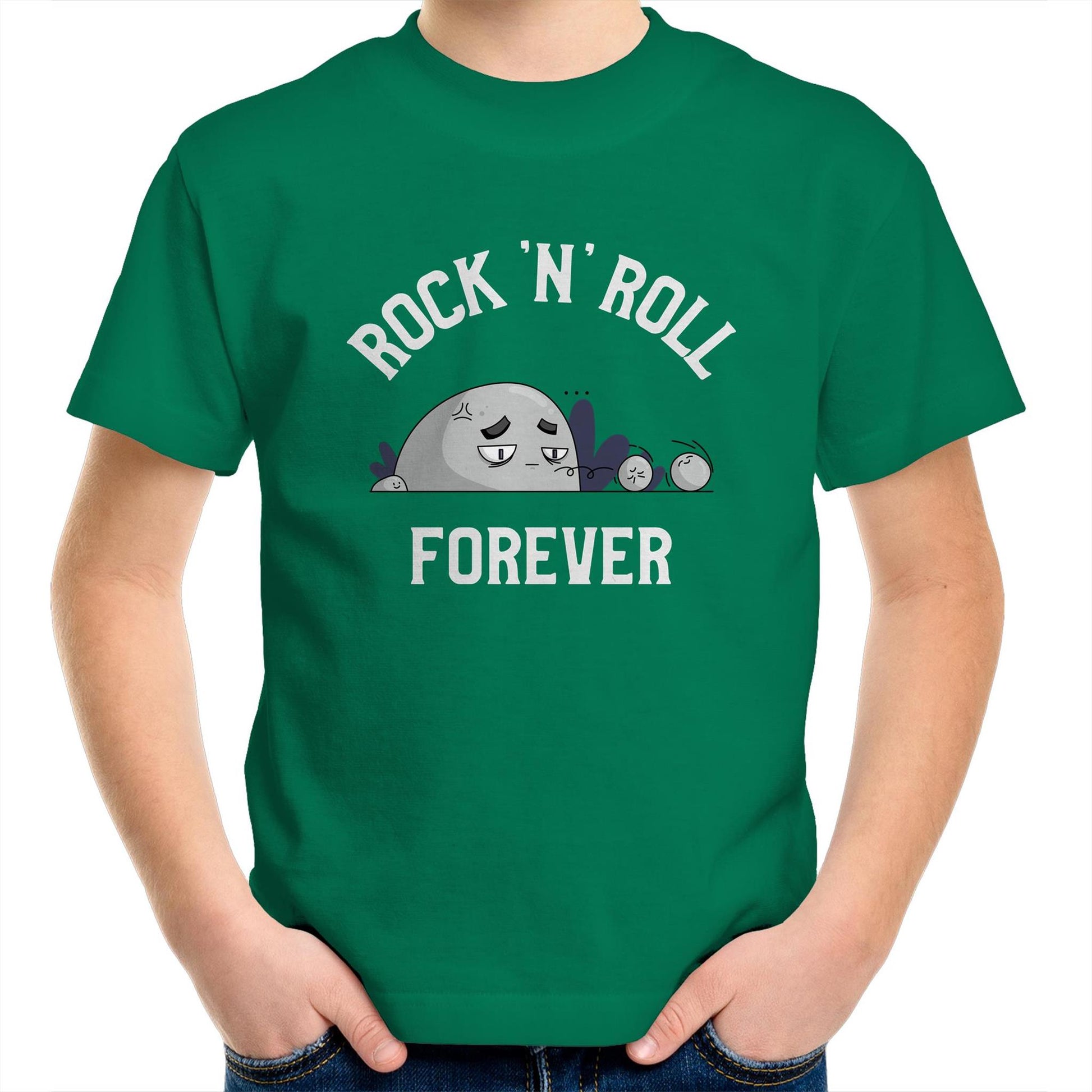 Rock 'N' Roll Forever - Kids Youth T-Shirt Kelly Green Kids Youth T-shirt Music