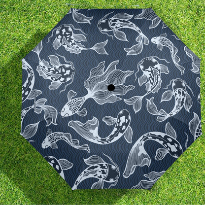 Blue Fish - Semi-Automatic Foldable Umbrella Semi-Automatic Foldable Umbrella Printed Offshore