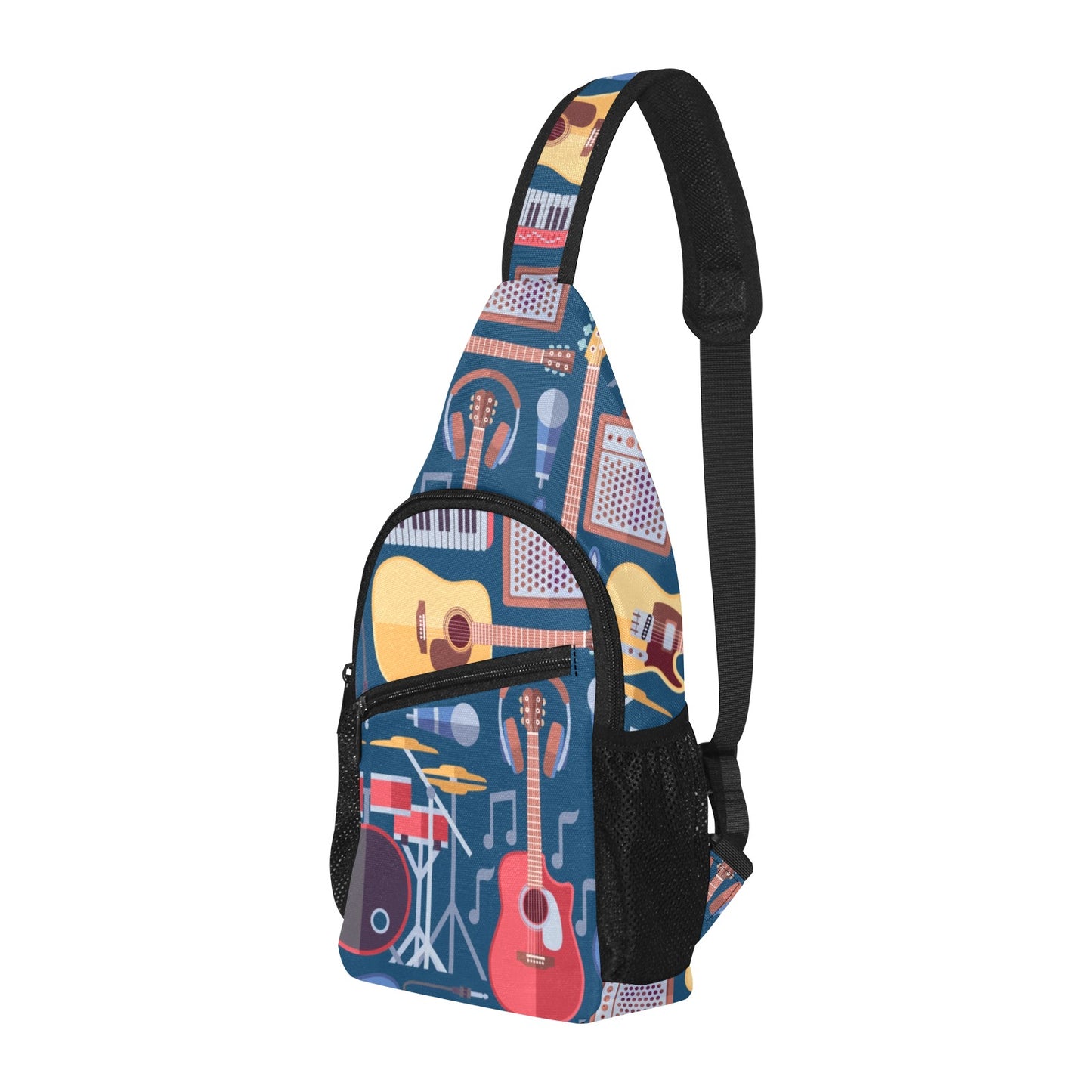 Music Instruments Blue - Chest Bag With Full Print