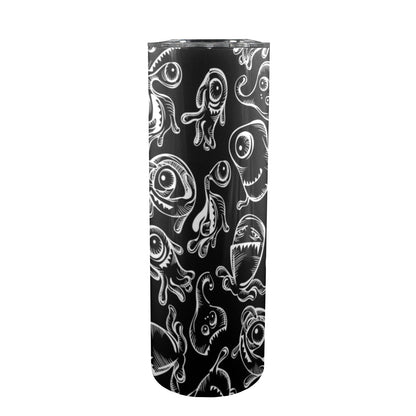 Monsters In Black And White - 20oz Tall Skinny Tumbler with Lid and Straw