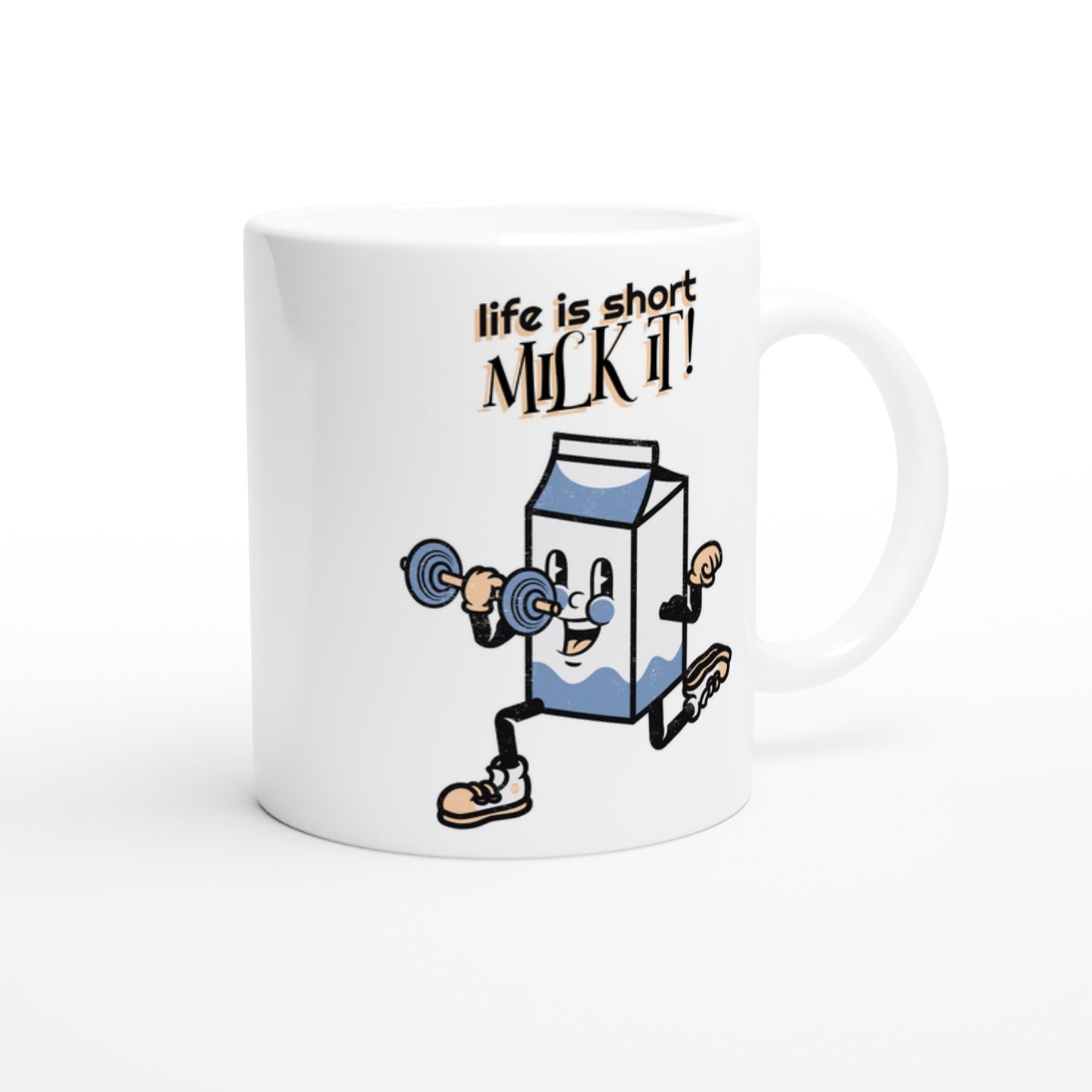 Life Is Short, Milk It - White 11oz Ceramic Mug White 11oz Mug Fitness food Globally Fulfilled