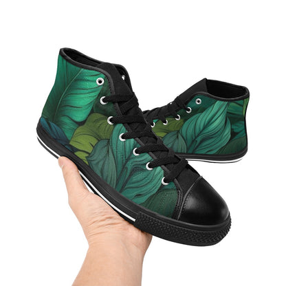 Tropical Leaves - Women's High Top Canvas Shoes