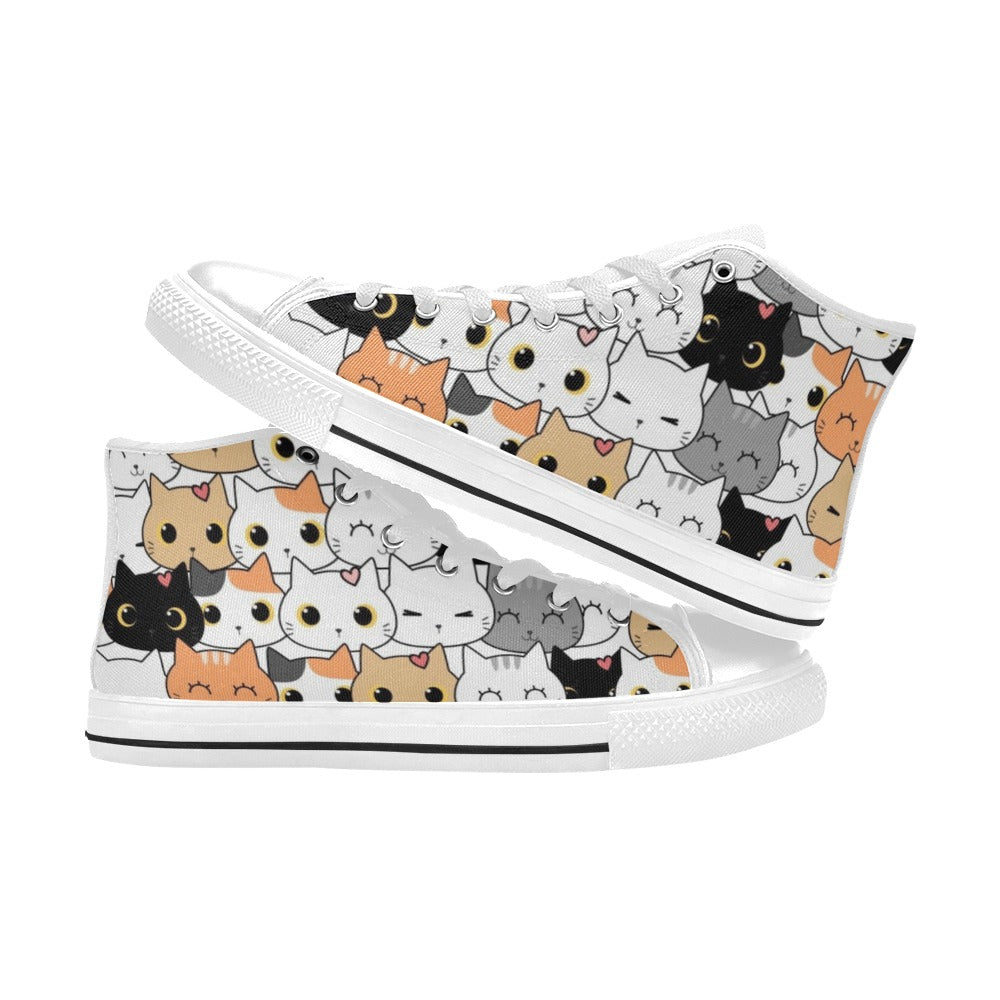 Cute Cartoon Cats - Men's High Top Canvas Shoes