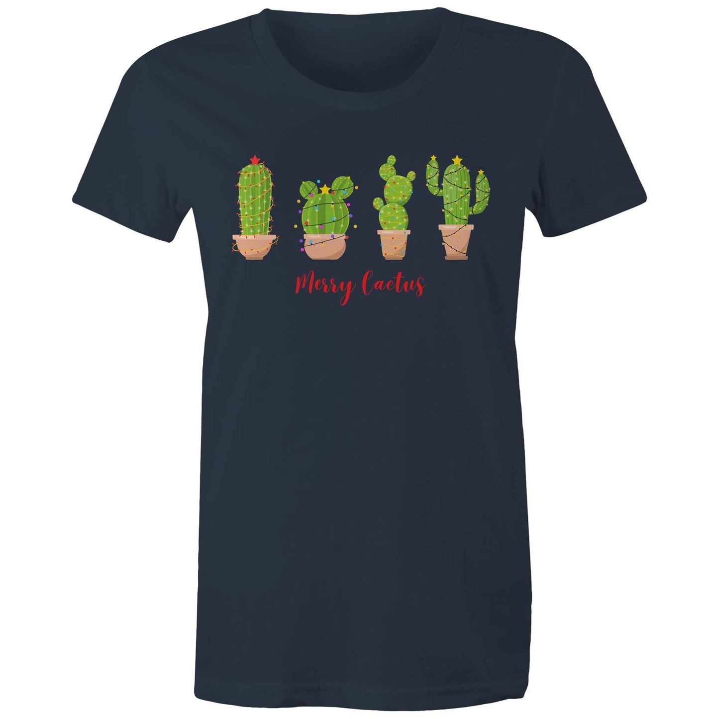 Merry Cactus, Christmas - Womens T-shirt