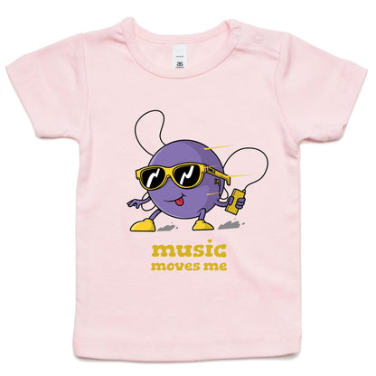Music Moves Me, Earbuds - Baby T-shirt Pink Baby T-shirt Music