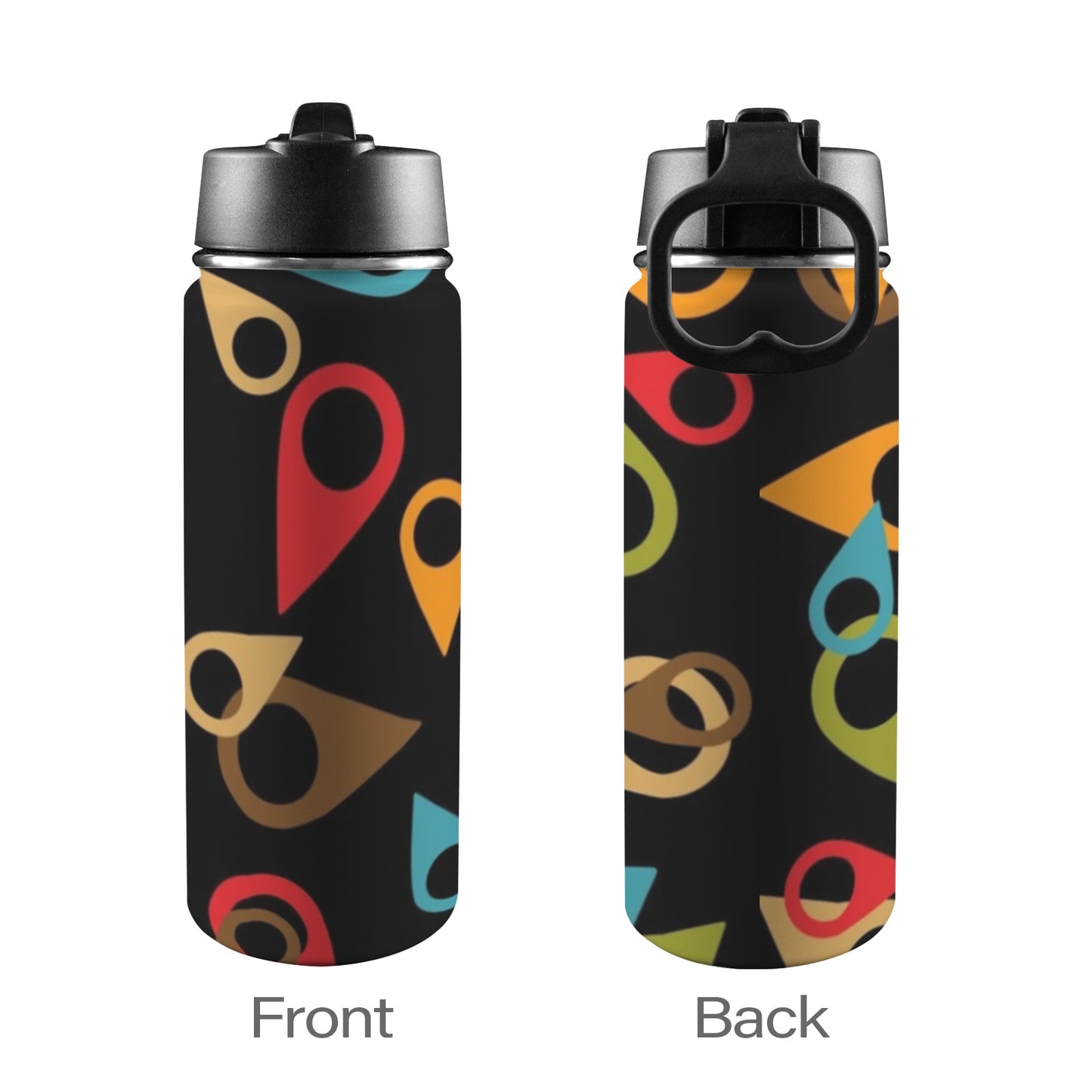 Where Am I - Insulated Water Bottle with Straw Lid (18oz) Insulated Water Bottle with Swing Handle Printed Offshore