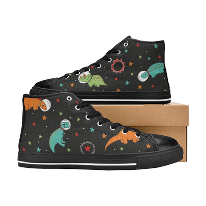 Astronaut Dinosaurs - Kids' High Top Canvas Shoes