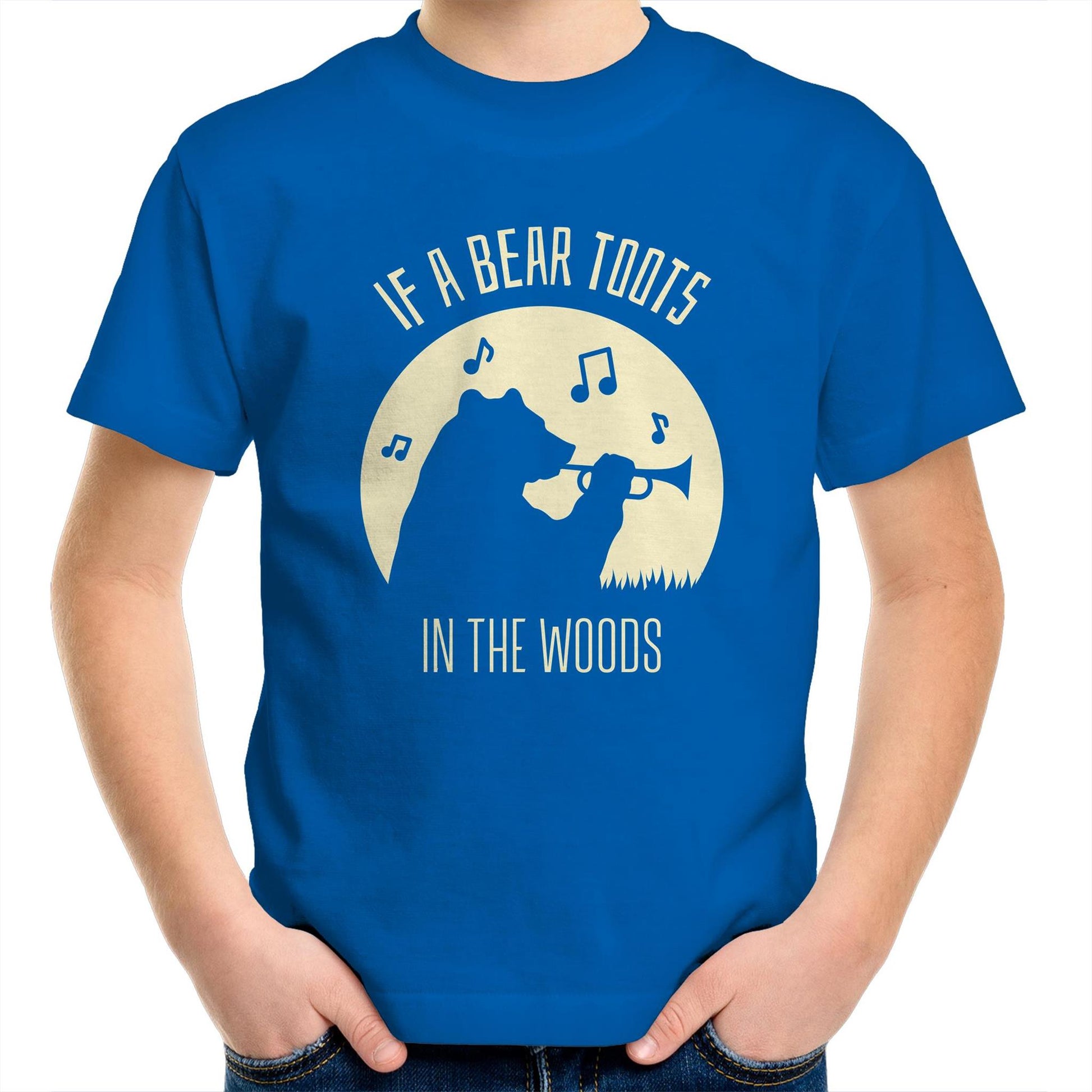 If A Bear Toots In The Woods, Trumpet Player - Kids Youth T-Shirt Bright Royal Kids Youth T-shirt animal Music