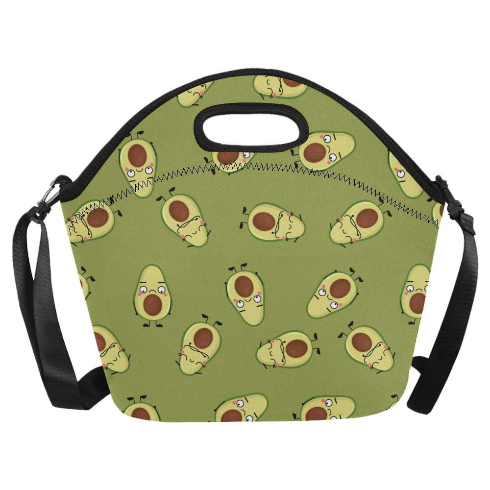 Avocado Characters - Neoprene Lunch Bag/Large Neoprene Lunch Bag/Large Food Printed Offshore