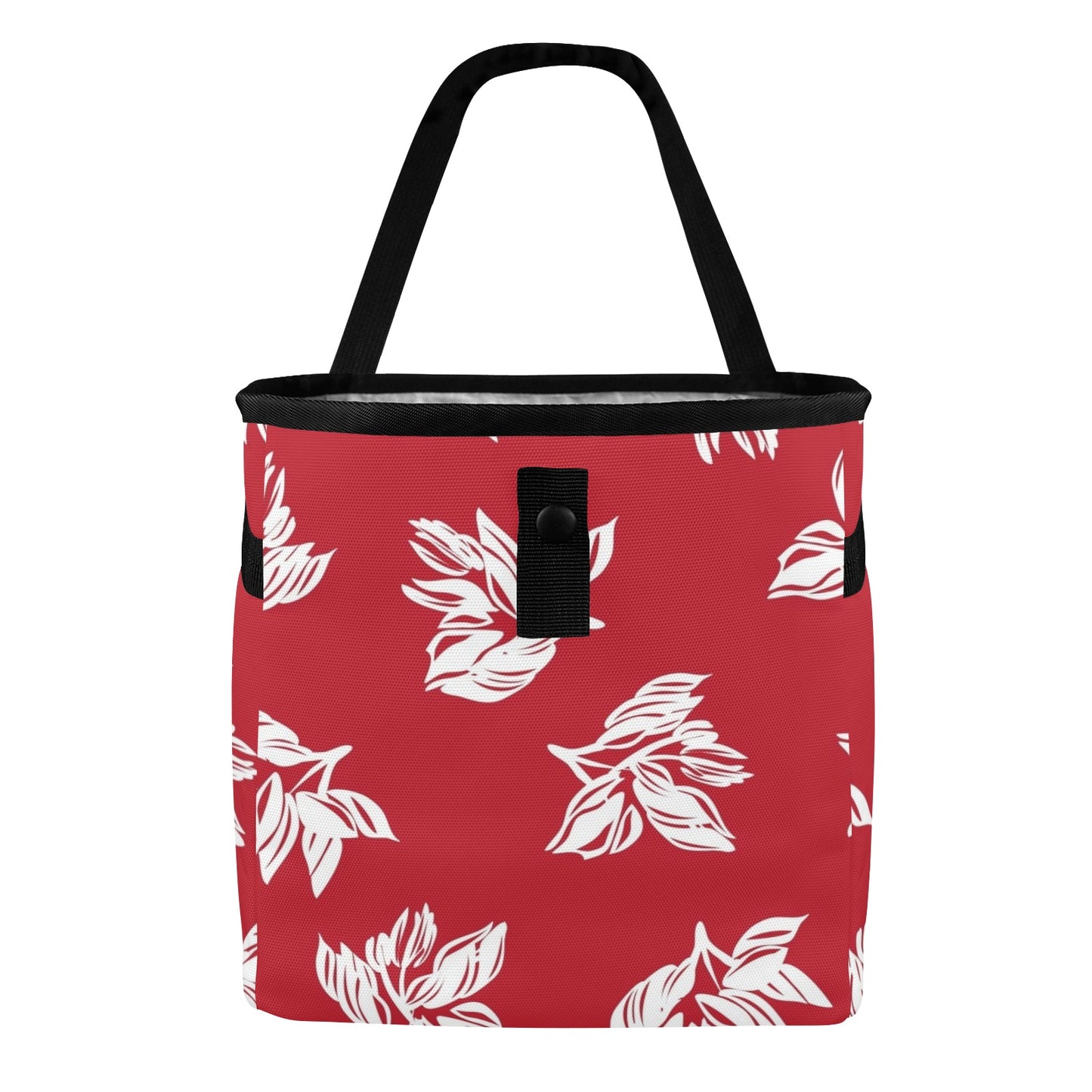 Red Retro Foliage, Hawaiian Flower - Car Trash Bag