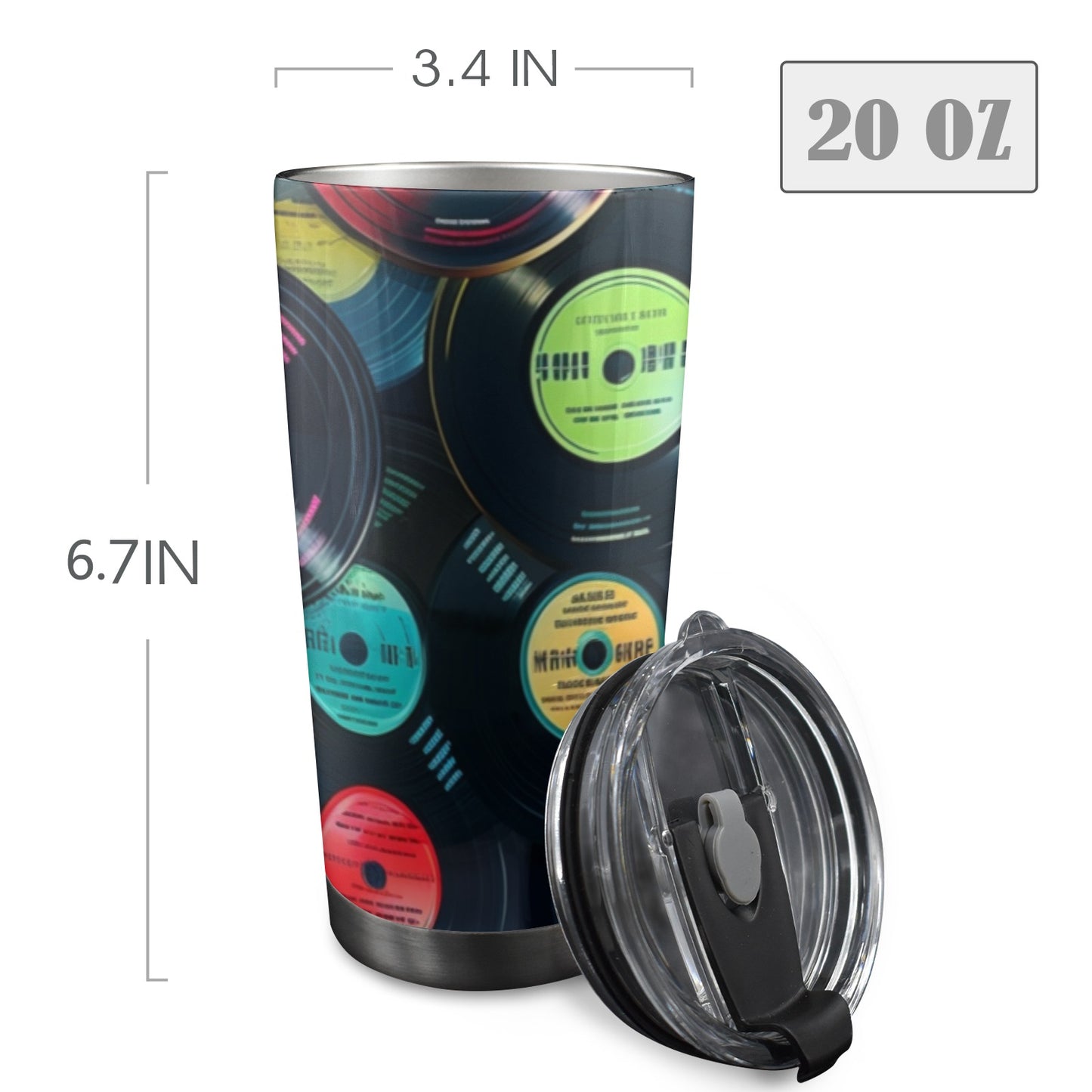 Retro Vinyl Records - 20oz Travel Mug / Tumbler