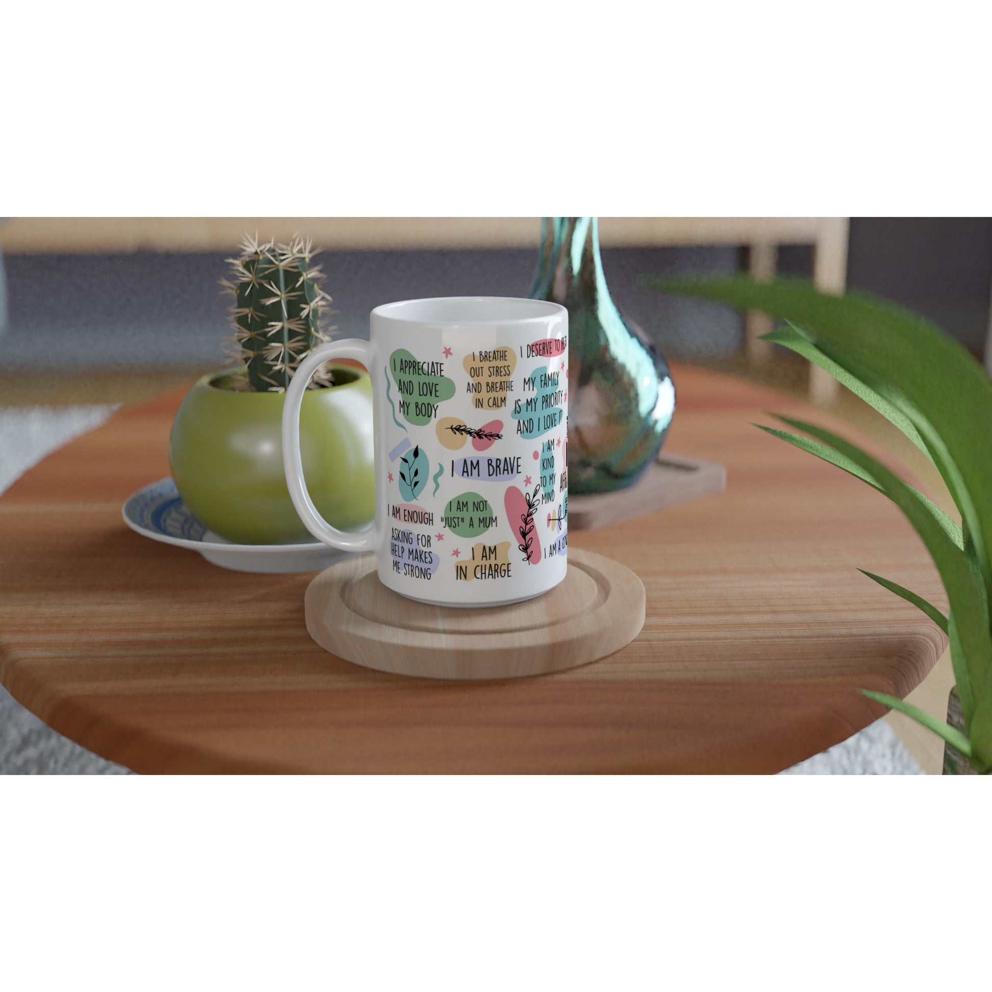 Mum Daily Affirmations - White 15oz Ceramic Mug 15 oz Mug Globally Fulfilled Mum