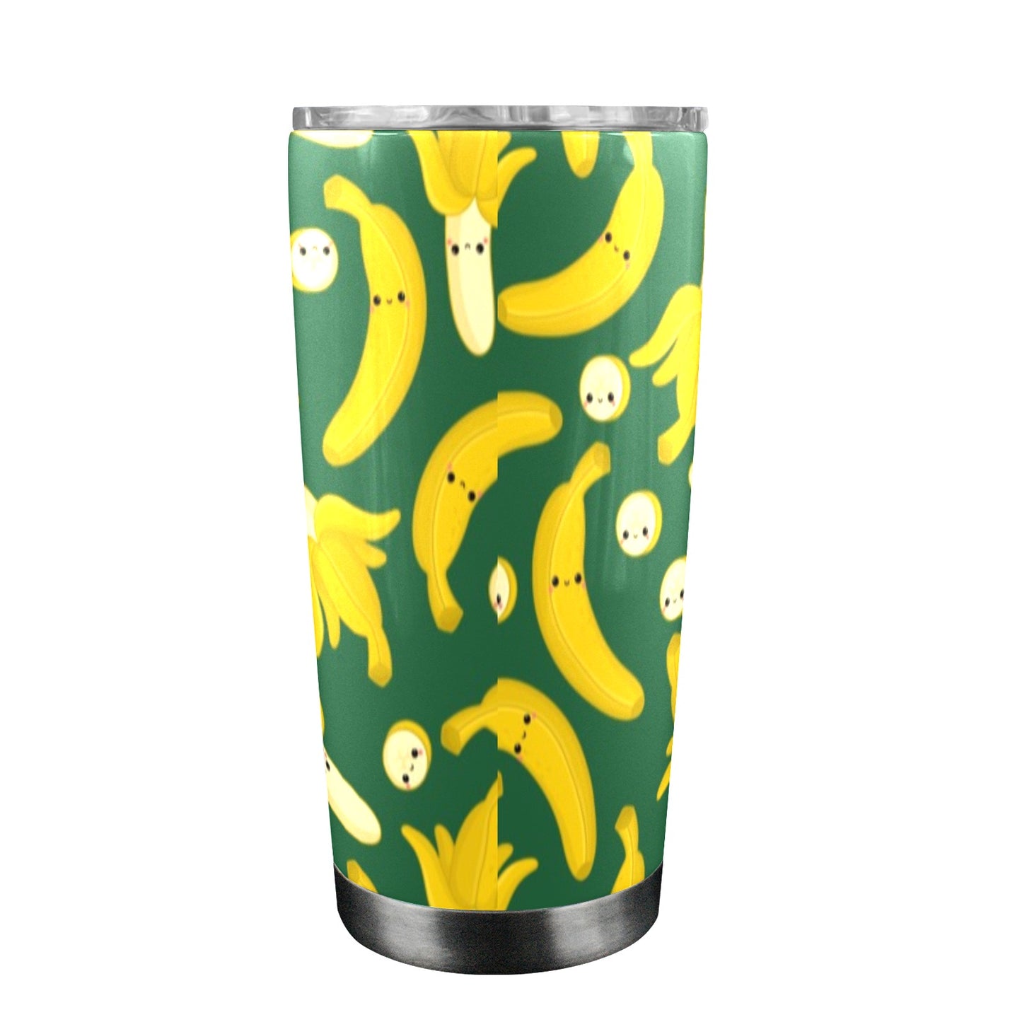 Happy Bananas - 20oz Travel Mug with Clear Lid Clear Lid Travel Mug Food