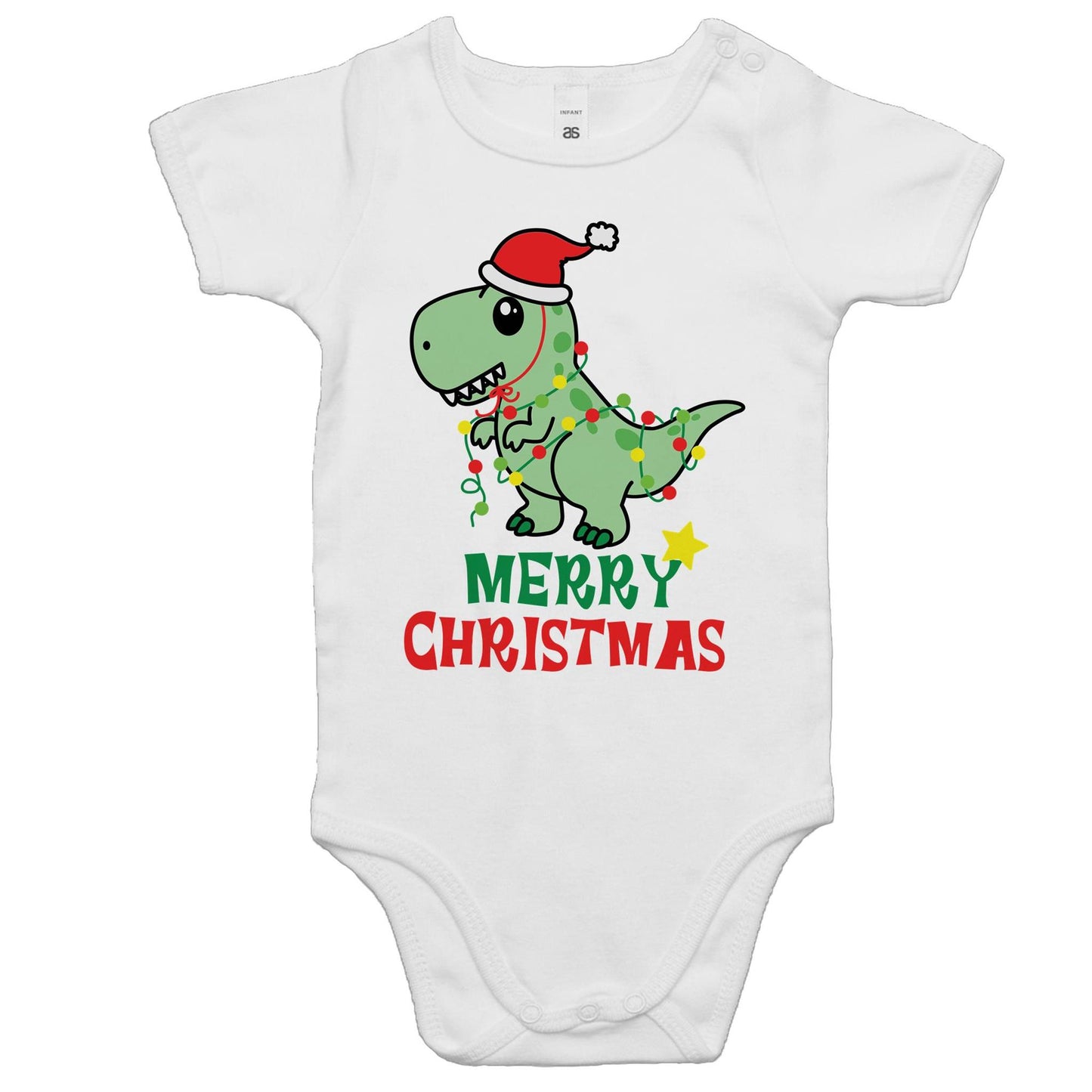 Dinosaur Santa, Merry Christmas - Baby Bodysuit