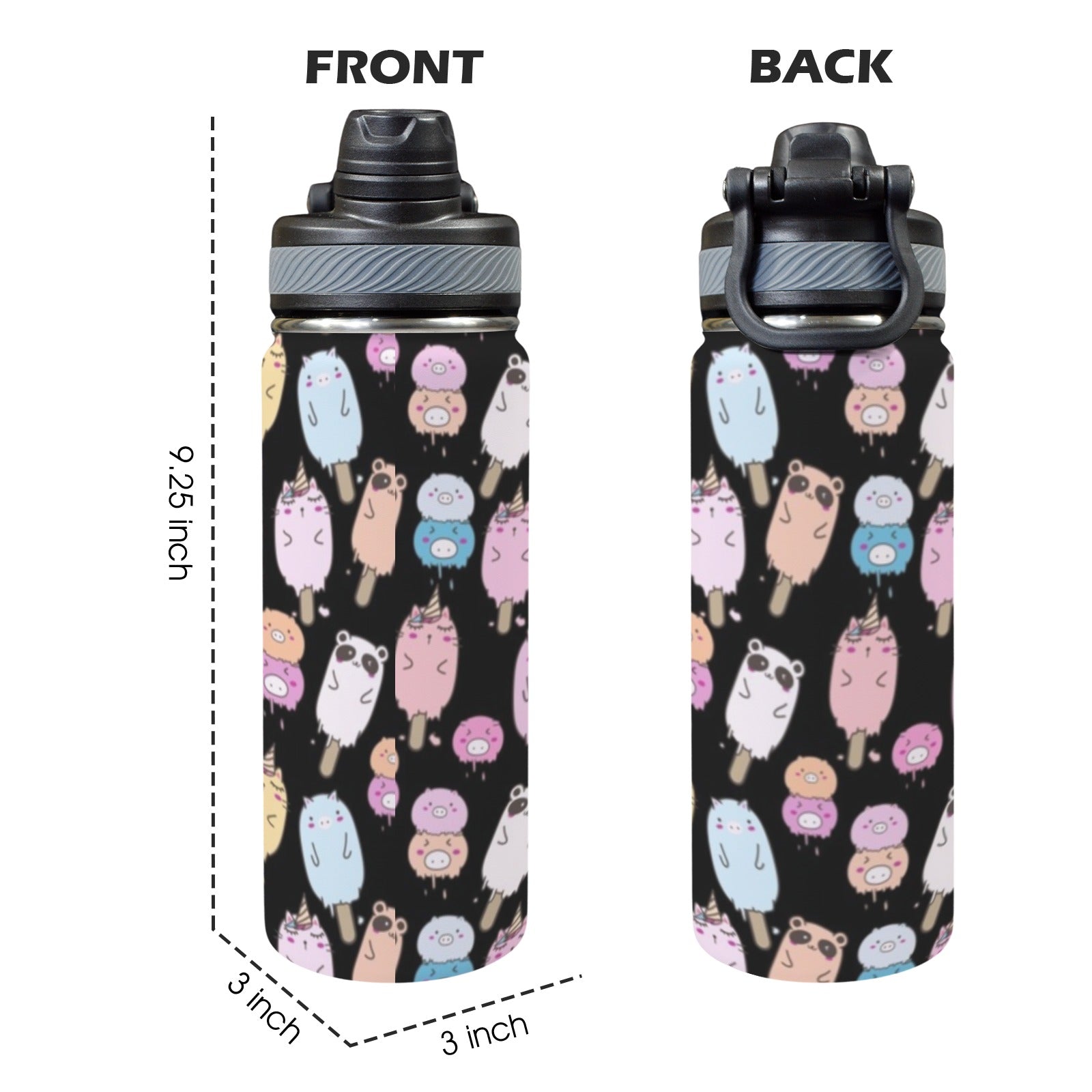 Cute Animal Ice Blocks - Insulated Water Bottle with Dual-Use Lid (18oz) Insulated Water Bottle with Dual-Use Lid (18oz) Food Printed Offshore