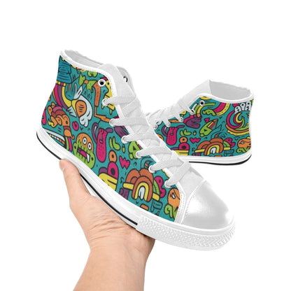 Crazy Characters - Women's High Top Canvas Shoes