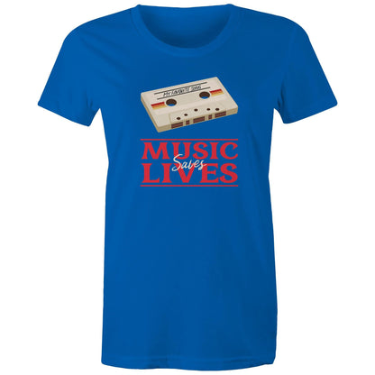 Music Saves Lives, Cassette Tape - Womens T-shirt