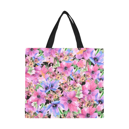 Bright Pink Floral - Full Print Canvas Tote Bag Full Print Canvas Tote Bag